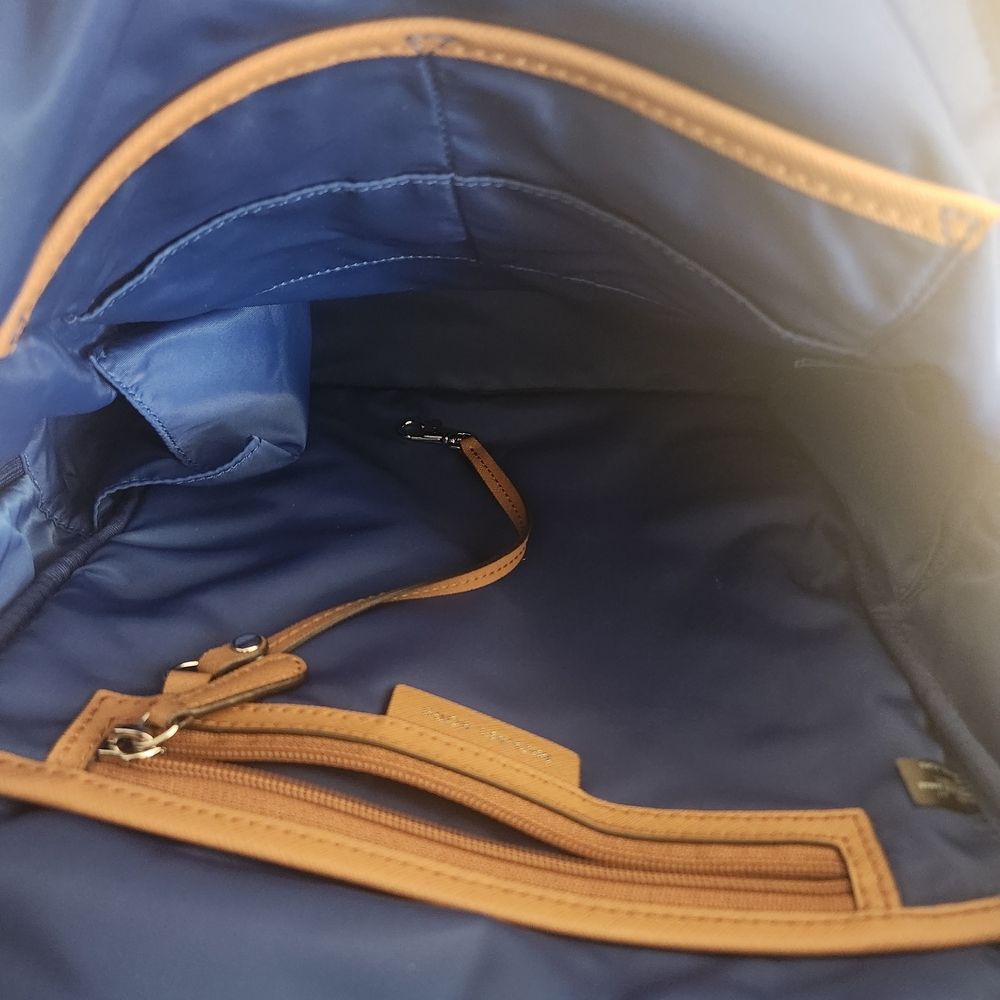 Michael Kors Men's Royal Blue Nylon Backpack with Tan Leather Trim - Picture 4 of 4